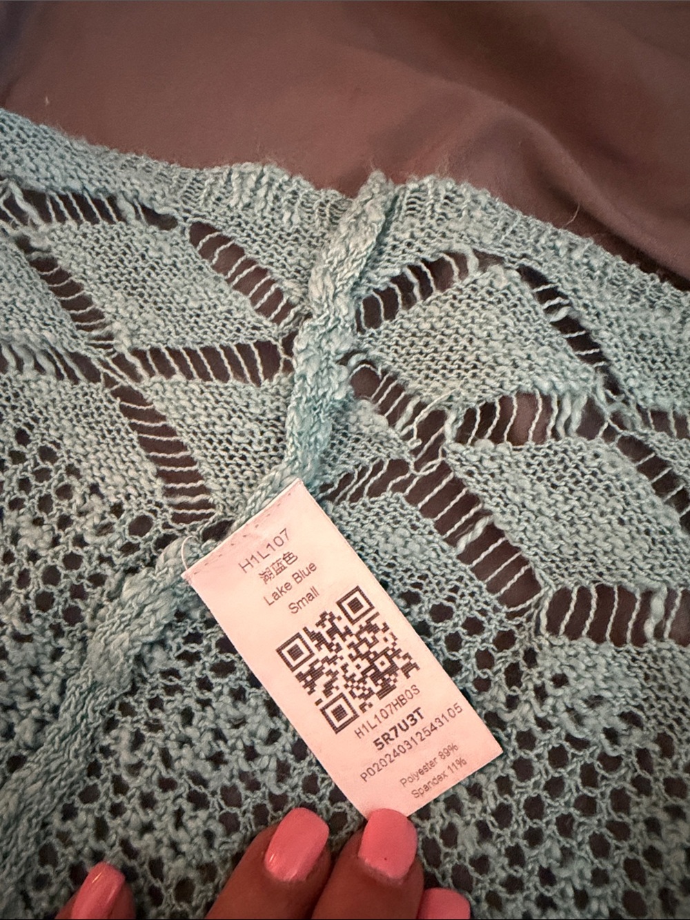 Seafoam Aqua Open Knit Cardigan Waterfall Drape Lace Lightweight Sweater NWOT - Picture 7 of 7
